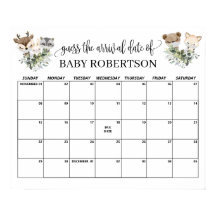 Calendário de Chuvinha de Bebê na Floresta para Ad