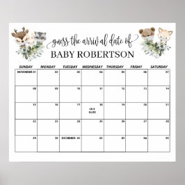 Poster Calendário de Chuvinha de Bebê na Floresta para Ad