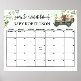 Poster Calendário de Chuvinha de Bebê na Floresta para Ad