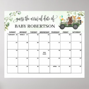 Poster Calendário de Chuvinha de Bebê na Floresta para Ad