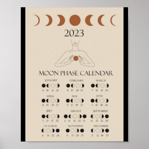 Poster Calendário de Ciclos Lunares Modernos 2023 Fases d