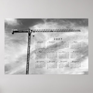 Poster Calendário de Construção de Guindaste de Arte Fina