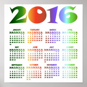 Poster Calendário de Cores Tropicais 2016