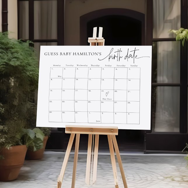 Poster Calendário de Data de Vencimento do Bebê EMERY (Criador carregado)