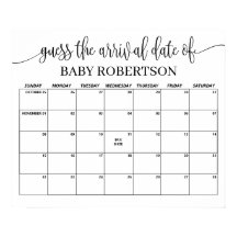 Calendário de Data de Vencimento do Chá de fraldas