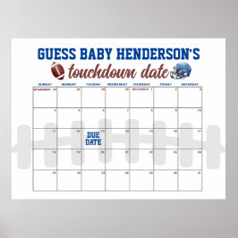 Poster Calendário de Data de Vencimento do Chá de fraldas