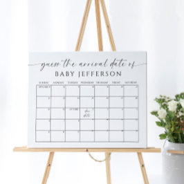 Poster Calendário de Data de Vencimento do Chá de fraldas