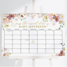 Poster Calendário de Data de Vencimento do Chá de fraldas