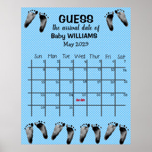 Poster Calendário de Data Provável com Cartaz de Pegadas