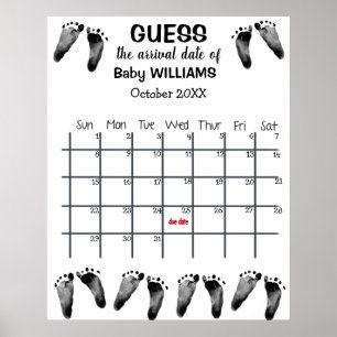 Poster Calendário de Data Provável com Pegadas