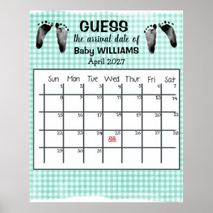Poster Calendário de Data Provável de Nascimento Pegadas 