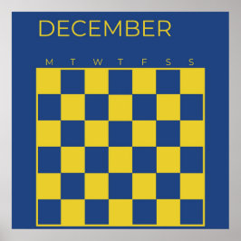 Poster Calendário de Dezembro Xadrez Azul Lima Sem Data
