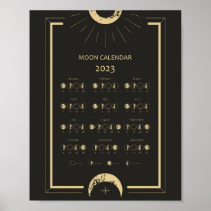 Poster Calendário de Fases Lunares do Ciclo Lunar 2023 Po