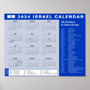 Poster Calendário de feriados israelense 2024 ל ו ח ש נ ה