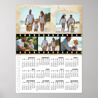 Poster Calendário de Fotos da Família 2027, Vintage, Indu