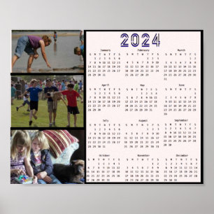 Poster Calendário de Fotos de Família Minimalista Moderno