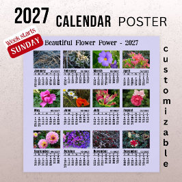 Poster Calendário de Fotos de Flores 2027 - Semana de Dom