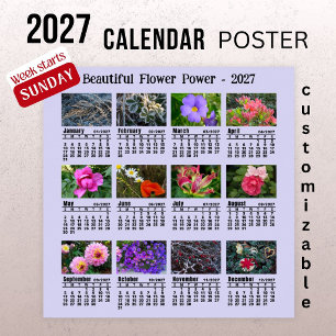 Poster Calendário de Fotos de Flores 2027 - Semana de Dom
