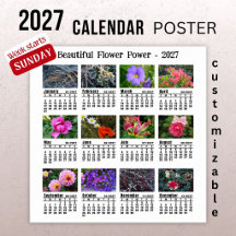 Calendário de Fotos de Flores 2027 - Semana de Dom