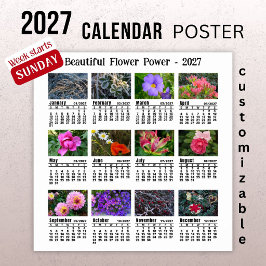 Poster Calendário de Fotos de Flores 2027 - Semana de Dom