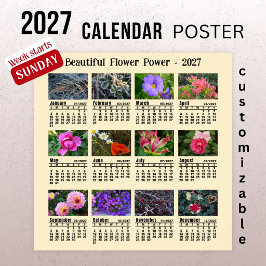 Poster Calendário de Fotos de Flores 2027 - Semana de Dom