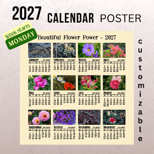 Poster Calendário de Fotos de Flores 2027 - Semana de Seg