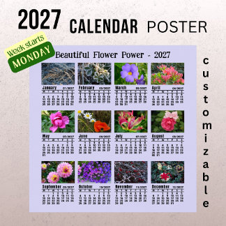 Poster Calendário de Fotos de Flores 2027 - Semana de Seg