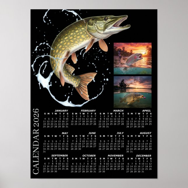 Poster Calendário de Fotos de Pesca 2026, Esportes Pesca, (Frente)