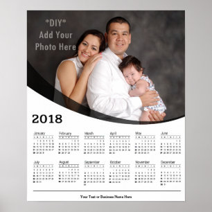 Póster Calendário de Fotos Personalizado de 2018 DIY