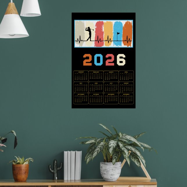 Poster Calendário de Golfe 2026 em Negrito (Sala de Estar 1)