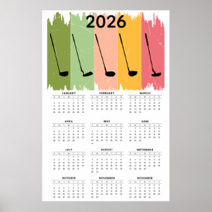Poster Calendário de Golfe 2026 em Negrito