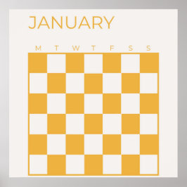 Poster Calendário de Janeiro Verificado de bege Amarelo N
