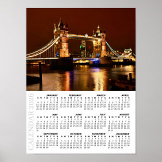 Poster Calendário de Londres 2026, Ponte da Torre à Noite