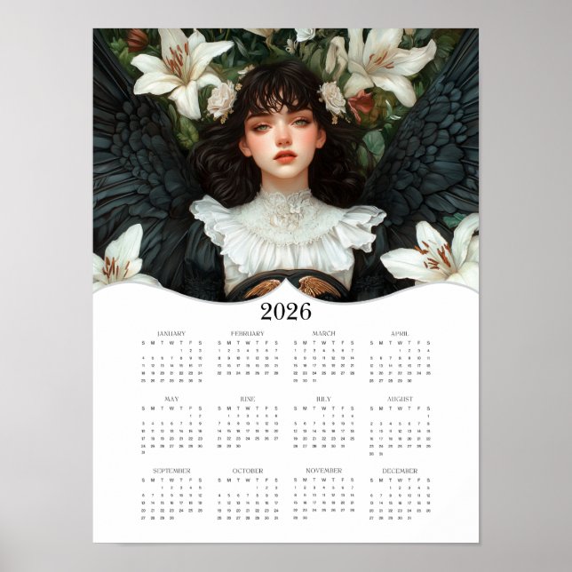 Poster Calendário de Muro Anual do Ano do Cheio Anjo 2026 (Frente)