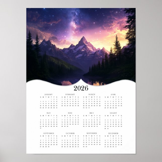 Poster Calendário de Muro de 2026 do Ano do Cheio das Mon (Frente)