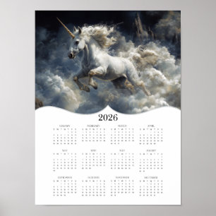 Poster Calendário de Muro de Ano de Cheio Fantasia Unicór