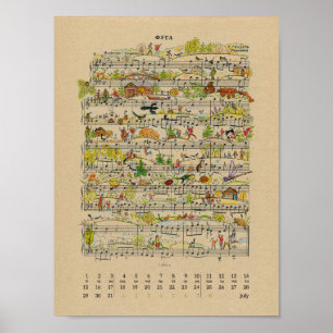 Poster Calendário de Notas Felizes de Julho de 2022 Poste