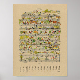 Poster Calendário de Notas Felizes de Julho de 2022 Poste