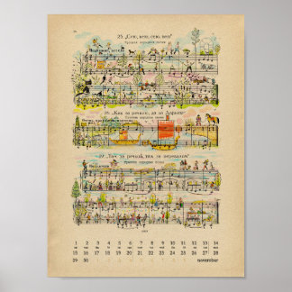 Poster Calendário de Notas Felizes de Novembro de 2022 Po