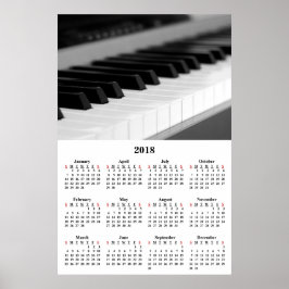 Poster Calendário de Parede 2018 Música Bonita Cartaz de 