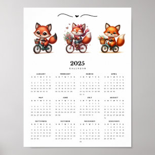 Poster Calendário de Parede 2025 para Rapazes Whimsical e