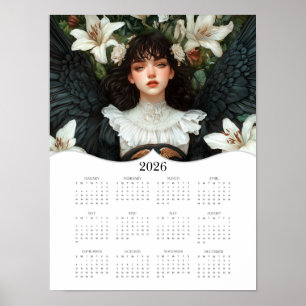 Poster Calendário de Parede Anual Completo do Anjo 2026