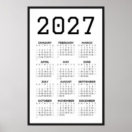Poster Calendário de Parede Básico para Estudante Univers