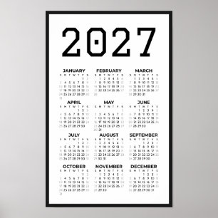 Poster Calendário de Parede Básico para Estudante Univers