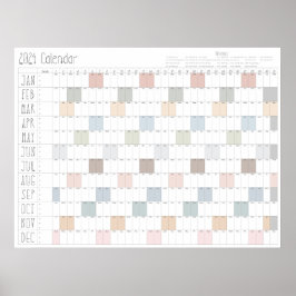 Poster Calendário de Parede Boho Chic Large 2024 (Horizon