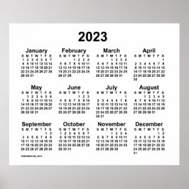 Poster Calendário de Parede Branco 2023 por Janz