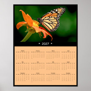 Poster Calendário de Parede da Borboleta Monarca 2027 - P