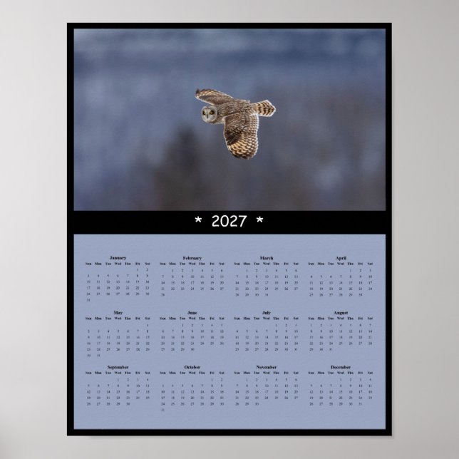 Poster Calendário de Parede da Coruja-de-orelhas-curtas 2 (Frente)