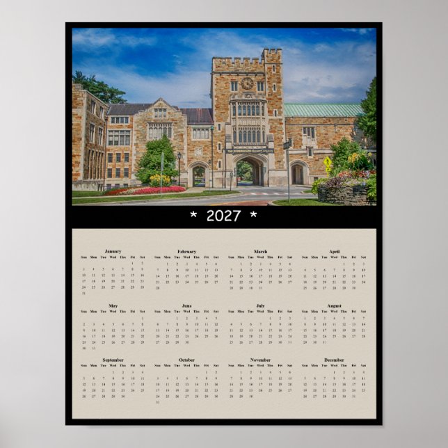 Poster Calendário de Parede da Faculdade Vassar 2027 - Po (Frente)