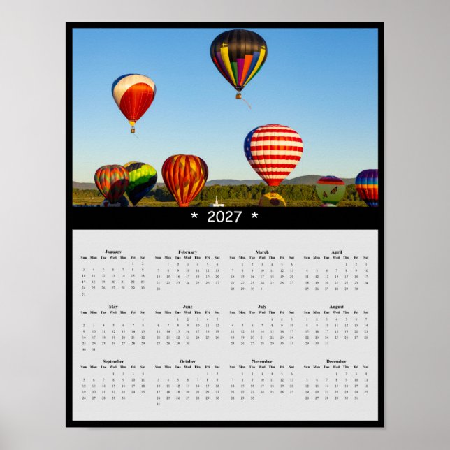 Poster Calendário de Parede de Balão de Ar Quente 2027 -  (Frente)